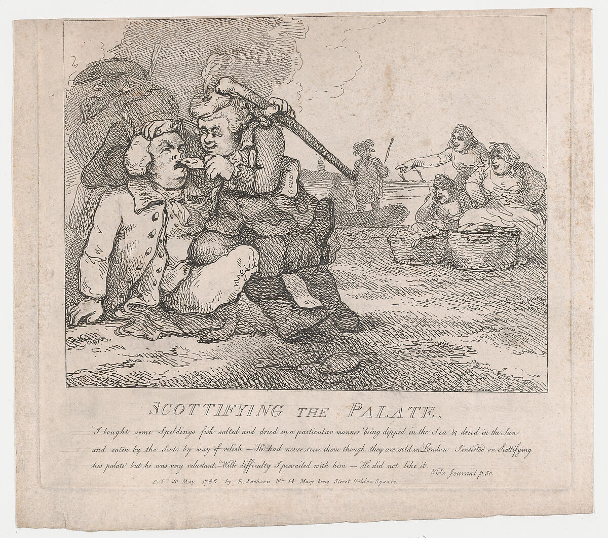 Scottifying the Palate (Picturesque Beauties of Boswell, Part the First), Thomas Rowlandson (British, London 1757–1827 London), Etching 