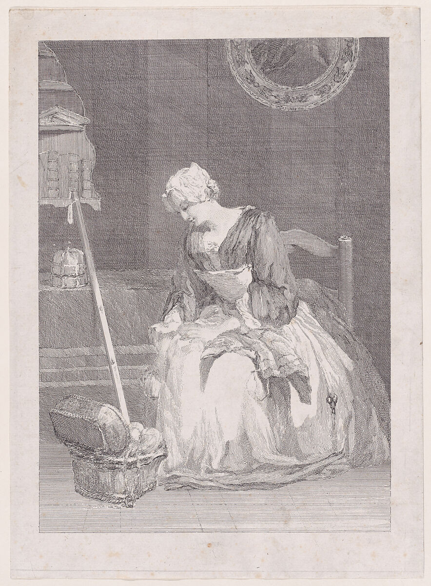 The Embroiderer, Jean Jacques Flipart (French, Paris 1719–1782 Paris), Etching 