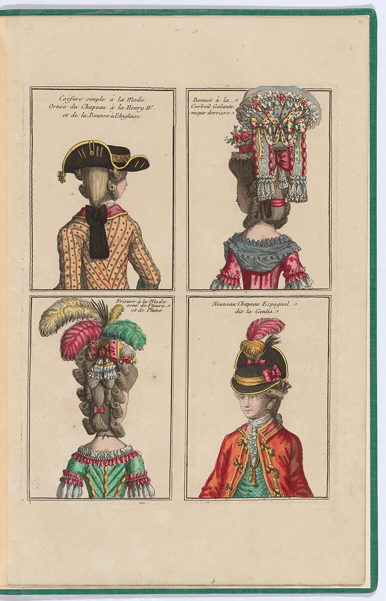 La Parure des Dames, Plate 7, Published by Mondhare et Jean  , Paris, Hand colored engraving 