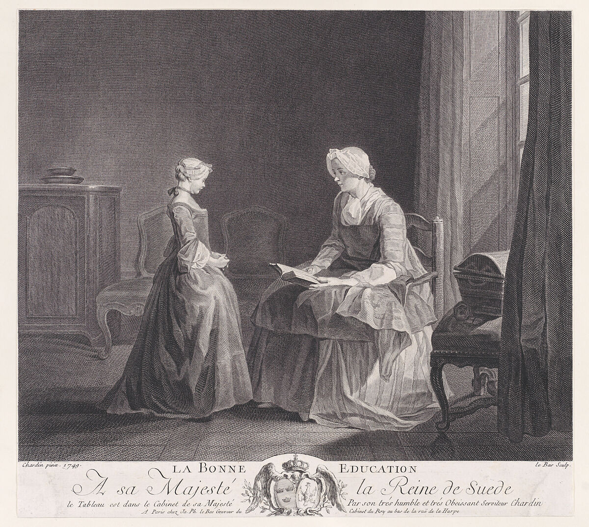 La Bonne Education, Jacques Philippe Le Bas (French, Paris 1707–1783 Paris), Engraving; second and final state 