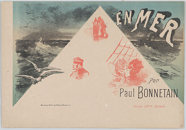 Cover for the book "En Mer" by Paul Bonnetain, Jules Chéret (French, Paris 1836–1932 Nice), Lithograph in four colors 