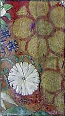 Pieces from a Kosode with Plum Blossoms and Other Flowers, Resist-dyed silk satin damask (rinzu), embroidered with silk, Japan