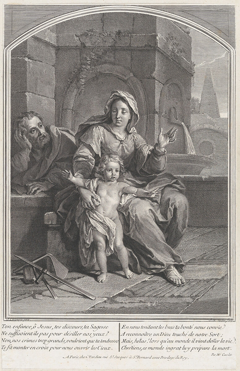 The Holy Family, Jacques Nicolas Tardieu (French, Paris 1718–1795 Paris), Engraving 