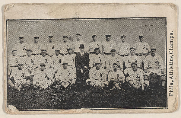 Team portrait of 1915 Philadelphia Athletics Champions from the Baseball Players set (W500), Commercial photolithograph 