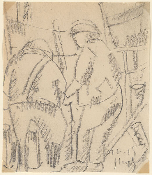 Two Soldiers, War Drawing (Deux soldats, dessin de guerre), Fernand Léger (French, Argentan 1881–1955 Gif-sur-Yvette), Graphite on paper 