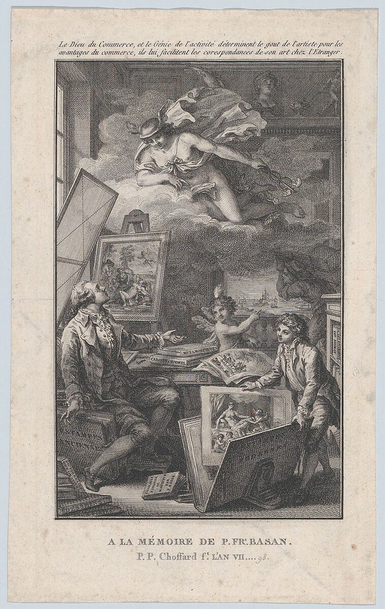 In Memory of P. FR. Basan, an engraving for the catalogue of the collection of P.-F. Basan, Pierre Philippe Choffard (French, Paris 1730–1809 Paris), Engraving 