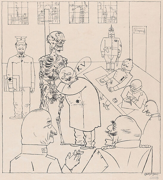 German Doctors Fighting the Blockade (Die Gesundbeter) from God with Us (Gott mit uns), George Grosz (American (born Germany), Berlin 1893–1959 Berlin), Photolithograph 