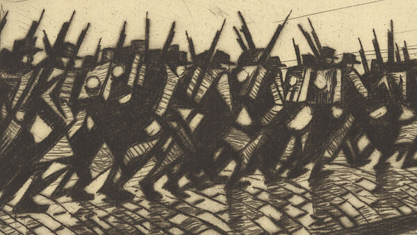 Column on the March, Christopher Richard Wynne Nevinson (British, London 1889–1946 London), Drypoint