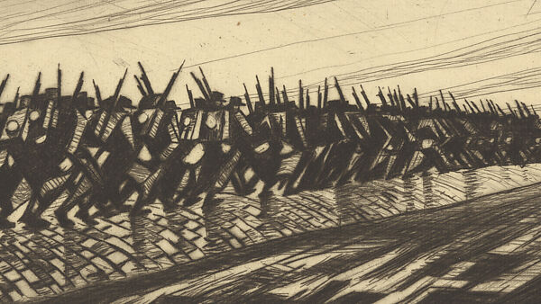 Column on the March, Christopher Richard Wynne Nevinson (British, London 1889–1946 London), Drypoint