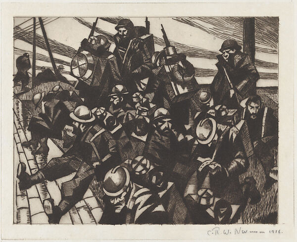 Troops Resting, Christopher Richard Wynne Nevinson  British, Drypoint