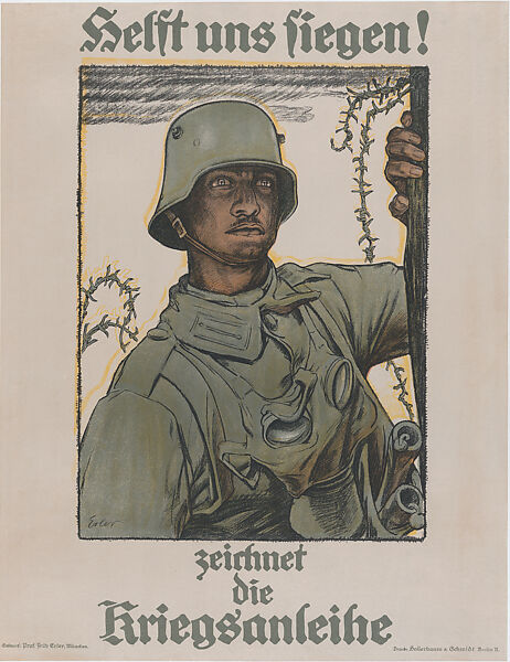 Help us win--buy war bonds! (Helft uns siegen--zeichnet die Kriegsanleihe), Fritz Erler (German, 1868–1940), Color lithograph 