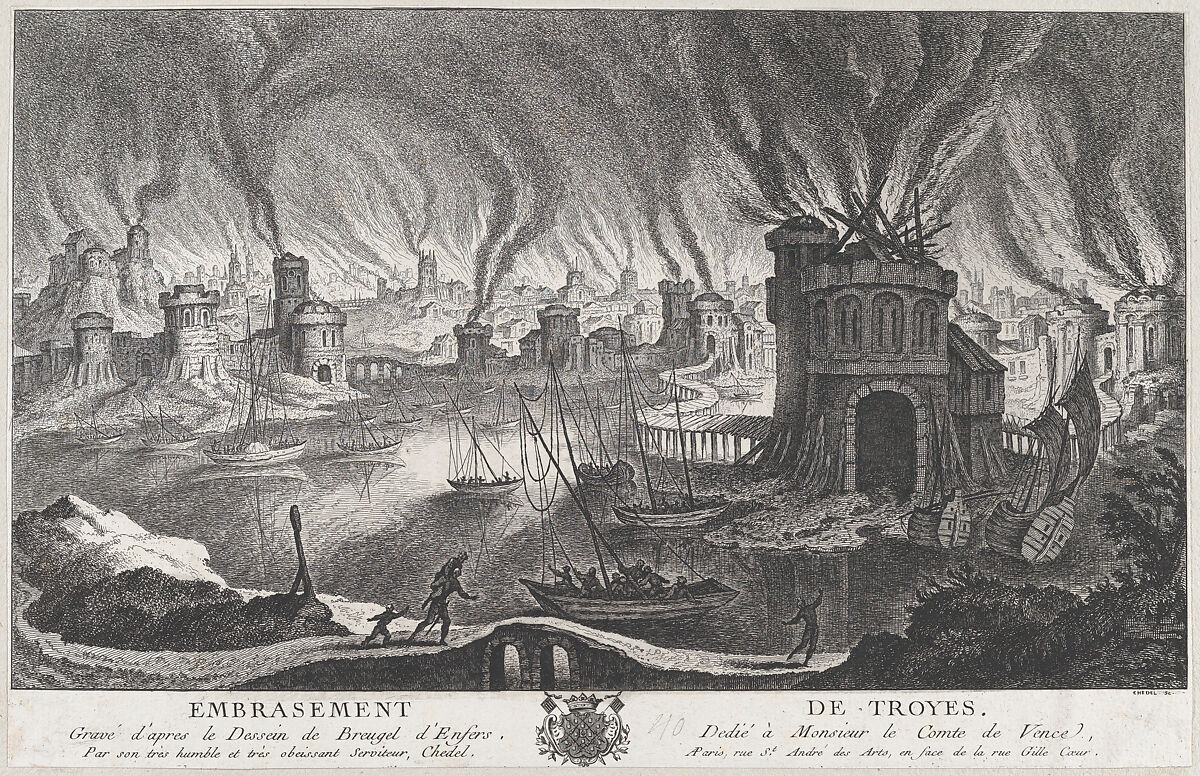 Embrasement de Troyes, Quentin Pierre Chedel (French, Châlons-en-Champagne 1705–1763 Châlons-en-Champagne), Etching 