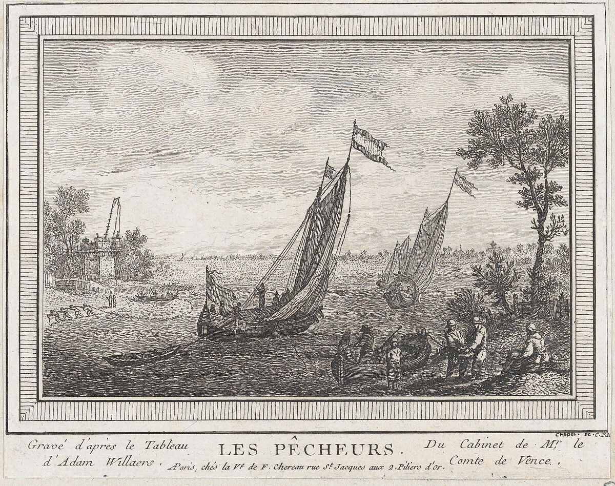 The Fishermen, Quentin Pierre Chedel (French, Châlons-en-Champagne 1705–1763 Châlons-en-Champagne), Etching 