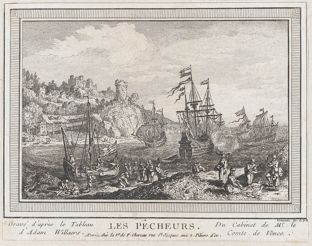 The Fishermen, Quentin Pierre Chedel (French, Châlons-en-Champagne 1705–1763 Châlons-en-Champagne), Etching 
