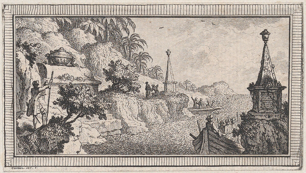 Landscape, from a series of six landscapes titled "Observationib.Astronom.Regiae.Paris.Scient. Acad...1736", Quentin Pierre Chedel (French, Châlons-en-Champagne 1705–1763 Châlons-en-Champagne), Etching 