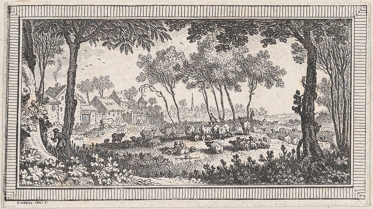 Landscape, from a series of six landscapes titled "Observationib.Astronom.Regiae.Paris.Scient. Acad...1736", Quentin Pierre Chedel (French, Châlons-en-Champagne 1705–1763 Châlons-en-Champagne), Etching 