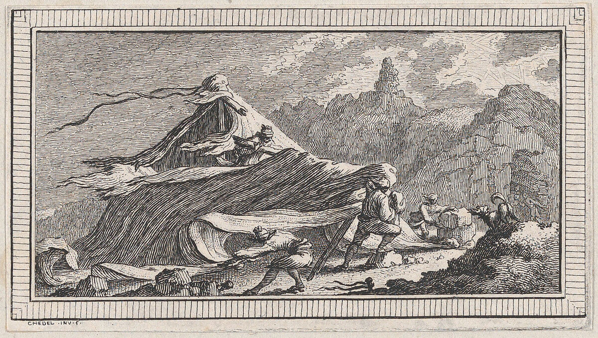 Landscape, from a series of six landscapes titled "Observationib.Astronom.Regiae.Paris.Scient. Acad...1736", Quentin Pierre Chedel (French, Châlons-en-Champagne 1705–1763 Châlons-en-Champagne), Etching 