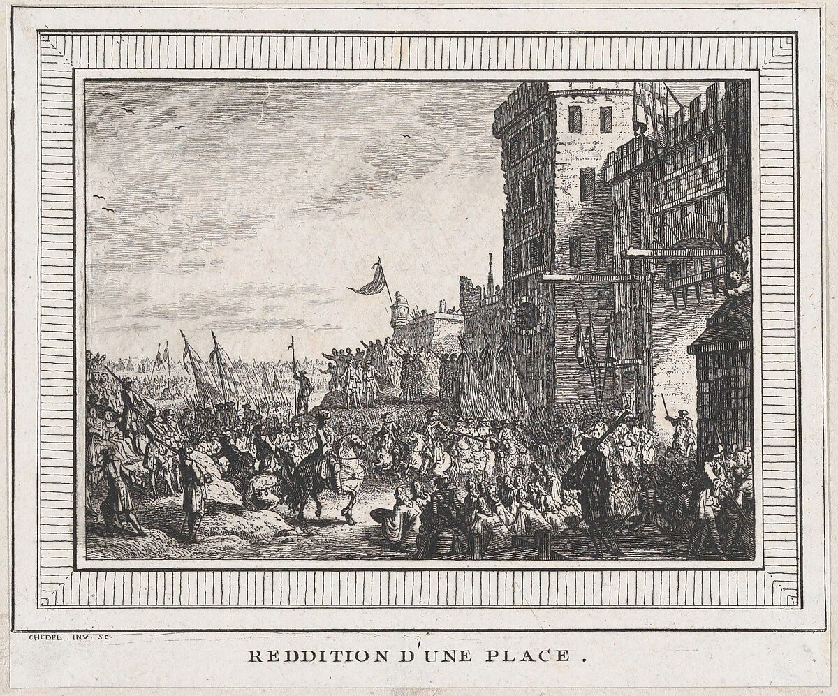 Reddition d'une place, Quentin Pierre Chedel (French, Châlons-en-Champagne 1705–1763 Châlons-en-Champagne), Etching 
