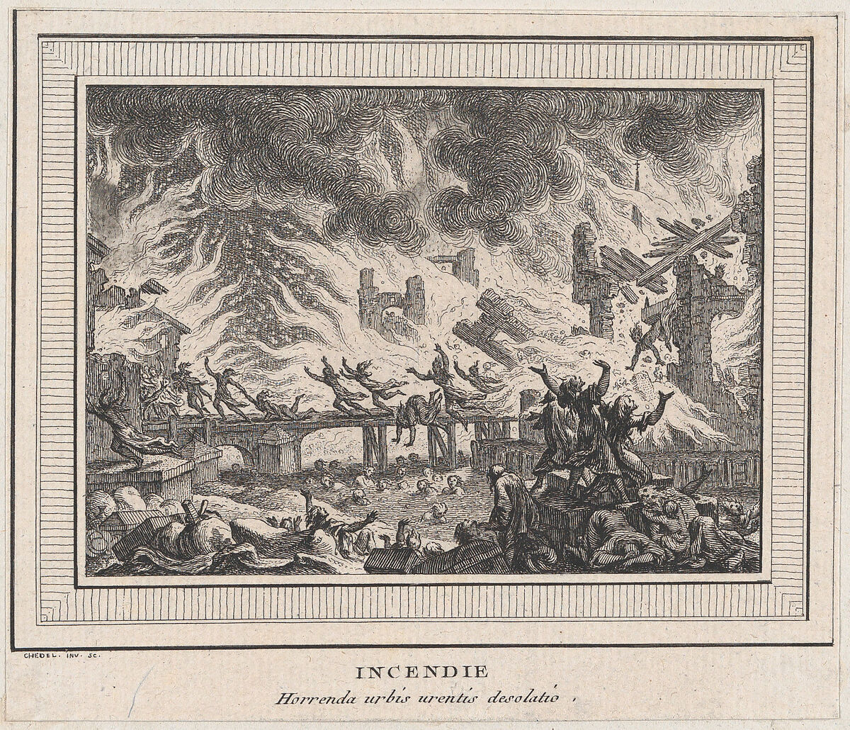 Incendie, Quentin Pierre Chedel (French, Châlons-en-Champagne 1705–1763 Châlons-en-Champagne), Etching 