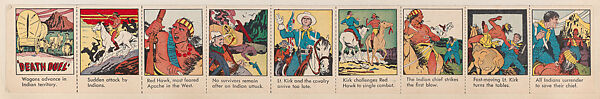 Trade cards uncut sheet from the 'Death Duel' comic series (W500), Commercial color lithograph reproducing drawing 