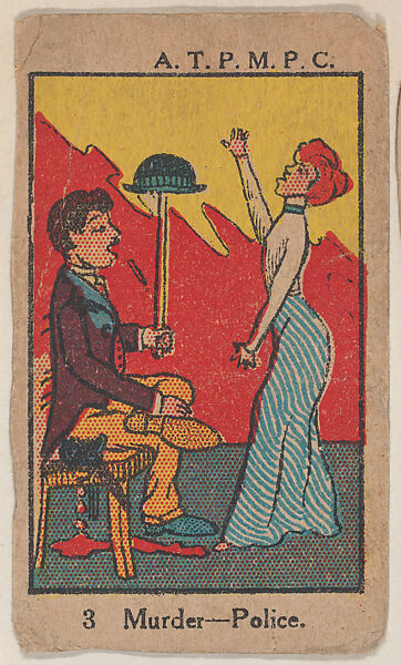 "Murder -- Police" trade card from the Charlie Chaplin Movie Drawings series (W539), Commercial color lithograph reproducing drawing 
