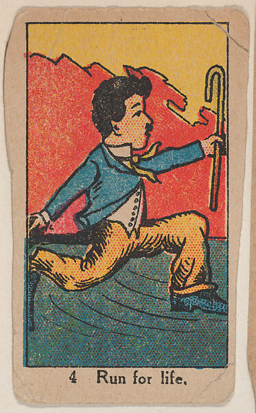 "Run for Life" trade card from the Charlie Chaplin Movie Drawings series (W539), Commercial color lithograph reproducing drawing 