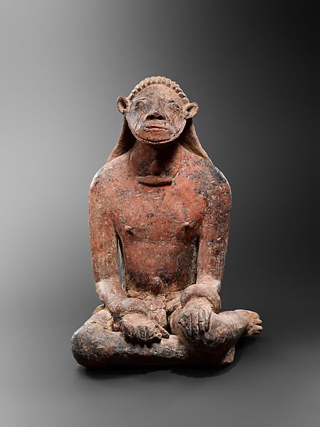 Seated Male Figure, Terracotta, Middle Niger civilization 