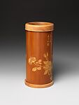 Brush holder with gardenia, butterfly, and dragonfly, Xu Subai (Chinese, 1909–1976), Bamboo, China