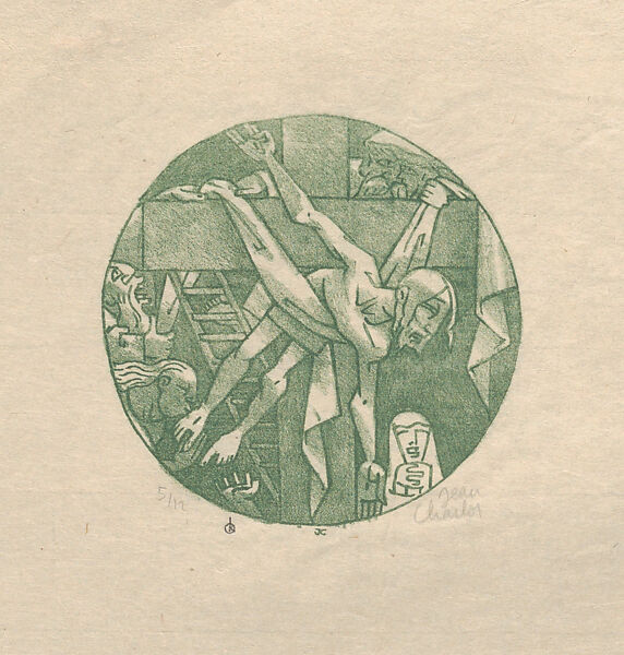 Christ before Pilate, a circular composition, Jean Charlot (French, Paris 1898–1979 Honolulu, Hawaii), Lithograph on zinc 