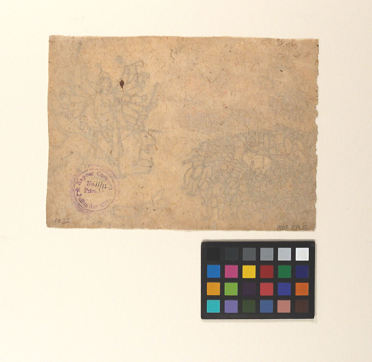 Durga Confronts the Army of the Demon Chikshura: Scene from the Devi Mahatmya, Charcoal and ocher on paper, India (Himachal Pradesh, Guler)