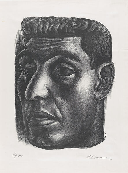 Portrait of Moisés Sáenz, David Alfaro Siqueiros (Mexican, Camargo 1896–1974 Cuernevaca), Lithograph 