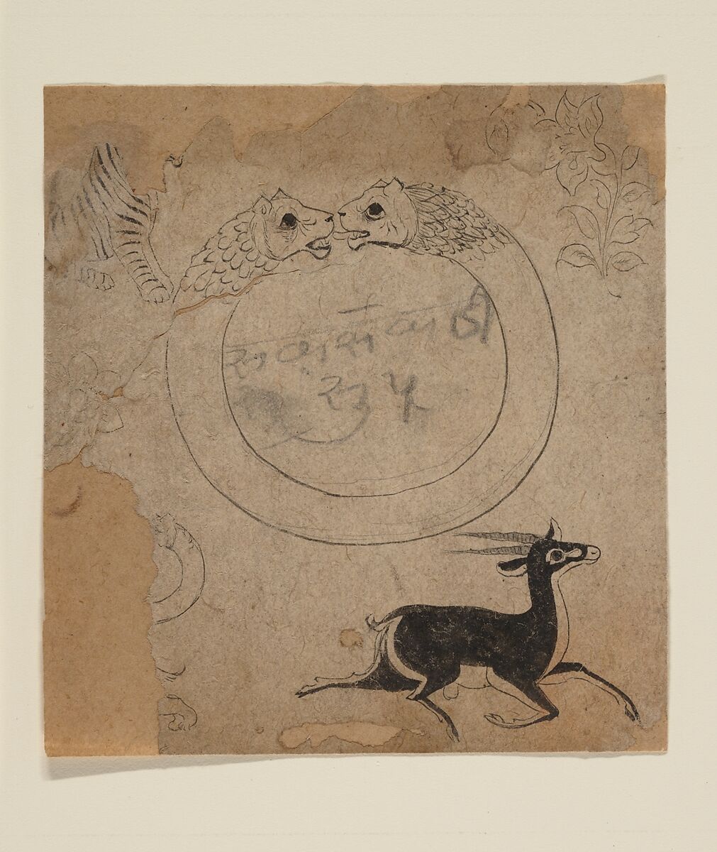 Design for a Bangle, Ink and translucent watercolor on paper, India (Pahari Hills) 