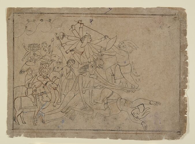 Durga, Kali, and the Matrikas Battle the Demon Raktabija: Scene from the Devi Mahatmya
