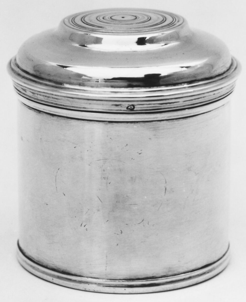 Pomade jar (one of a pair, from a toilet service), Jacques-Malquis Le Quin (master 1735, reca. 1790), Silver, French, Paris