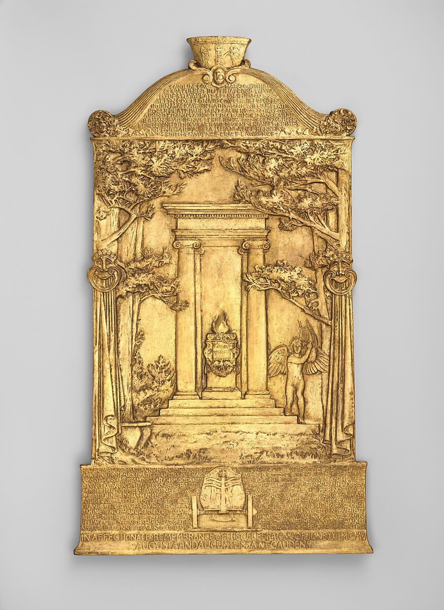 Cornish Celebration Presentation Plaque, Augustus Saint-Gaudens  American, Bronze, gilt, American