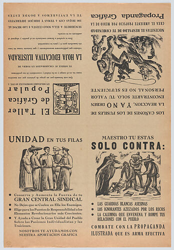 Four flyers printed on one sheet, three relating to subjects of public interest concerning those oppressed, and one announcing the services offered by the TGP (Guerrero)