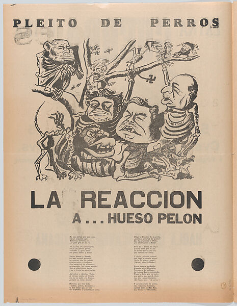A large folio newspaper entitled 'Extra, Extra, War, Skulls/Skeletons Hesitant about the War' comprising six pages richly illustrated; page 1 by Zalce, page 2 by Chávez Morado, page 3 by O'Higgins, page 4 Mendez, page 5 by Chávez Morado, page 6 by O'Higgins, José Chávez Morado (Mexican, 1909–2002), Lithographs, linocuts, letterpress