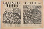 Broadsheet comprising four pages printed on both sides entitled 'Calavera ... ya no soplas', Raúl Anguiano (Mexican, 1915–2006), Lithograph of relief prints, and letterpress