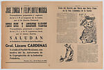 Broadside comprising four pages printed on both sides from the newspaper 'Grito' addressing the work President Lázaro Cárdenas did to repel the foreign petroleum companies from exploiting Mexican resources, Leopoldo Méndez (Mexican, 1902–1969), Wood engraving, lithograph and letterpress