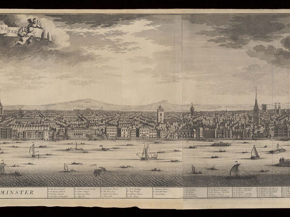 A Prospect of Westminster & A Prospect of the City of London, Johannes Kip (Dutch, Amsterdam before 1653–1721? London), Two engravings, printed from two plates