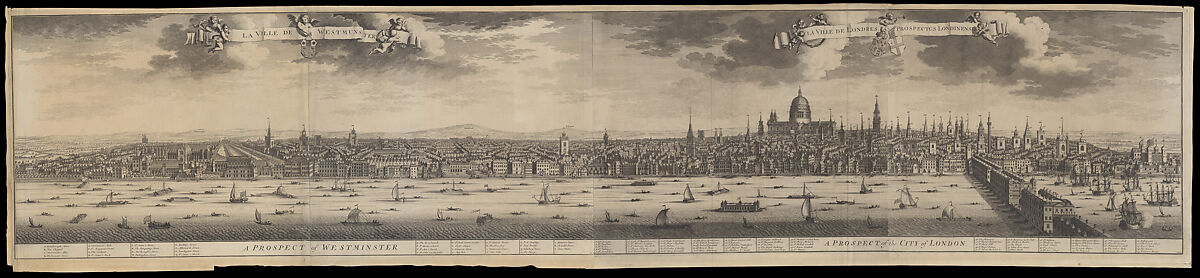 A Prospect of Westminster & A Prospect of the City of London, Johannes Kip (Dutch, Amsterdam before 1653–1721? London), Two engravings, printed from two plates 