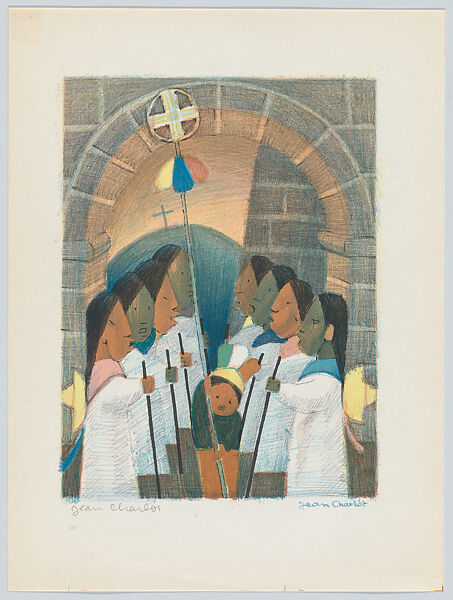 'Pastoras' (shepherds), from the Picture Book (plate 23, Jean Charlot (French, Paris 1898–1979 Honolulu, Hawaii), Colour lithograph on zinc 