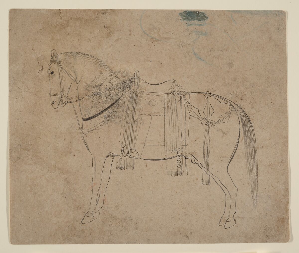 Sketch of a Horse, Ink on paper, India (Pahari Hills) 