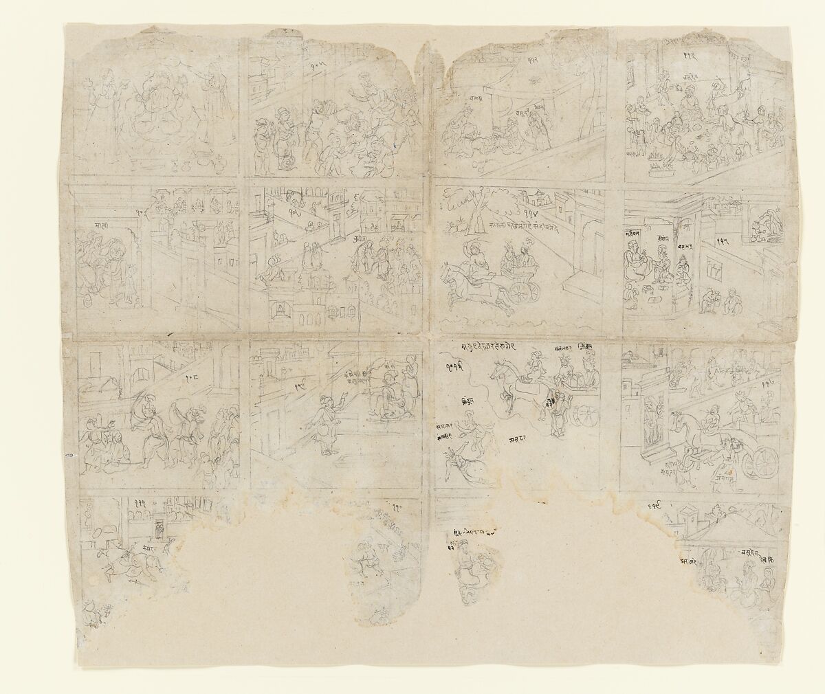 Scenes from the Bhagavata Purana, Ink on paper, India (Pahari Hills, Kangra) 