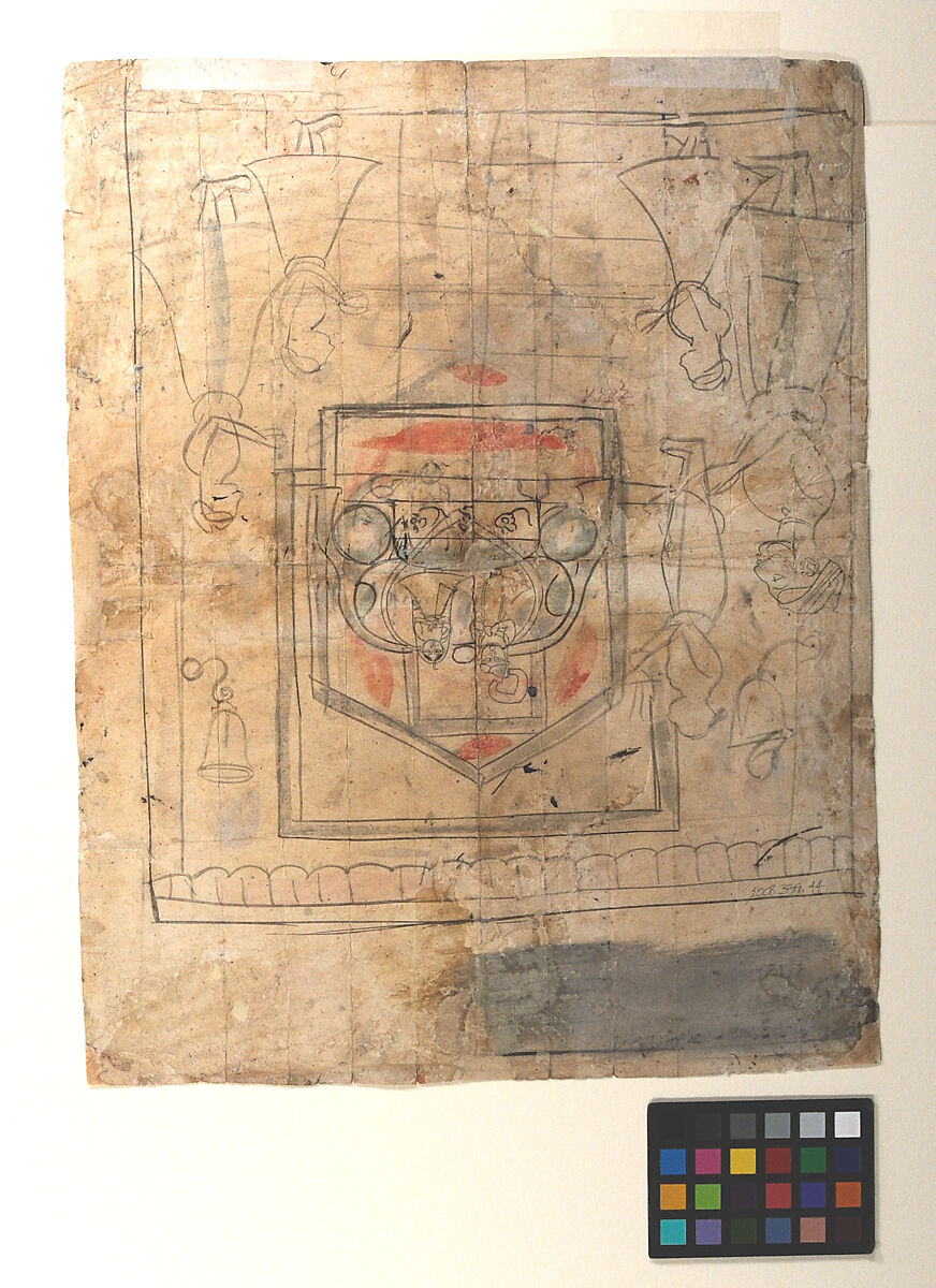 Worship of Brijnathji and Svamini (recto); Equestrian Portrait (verso), Ink and transparent watercolor on paper, India (Rajasthan, Kotah)