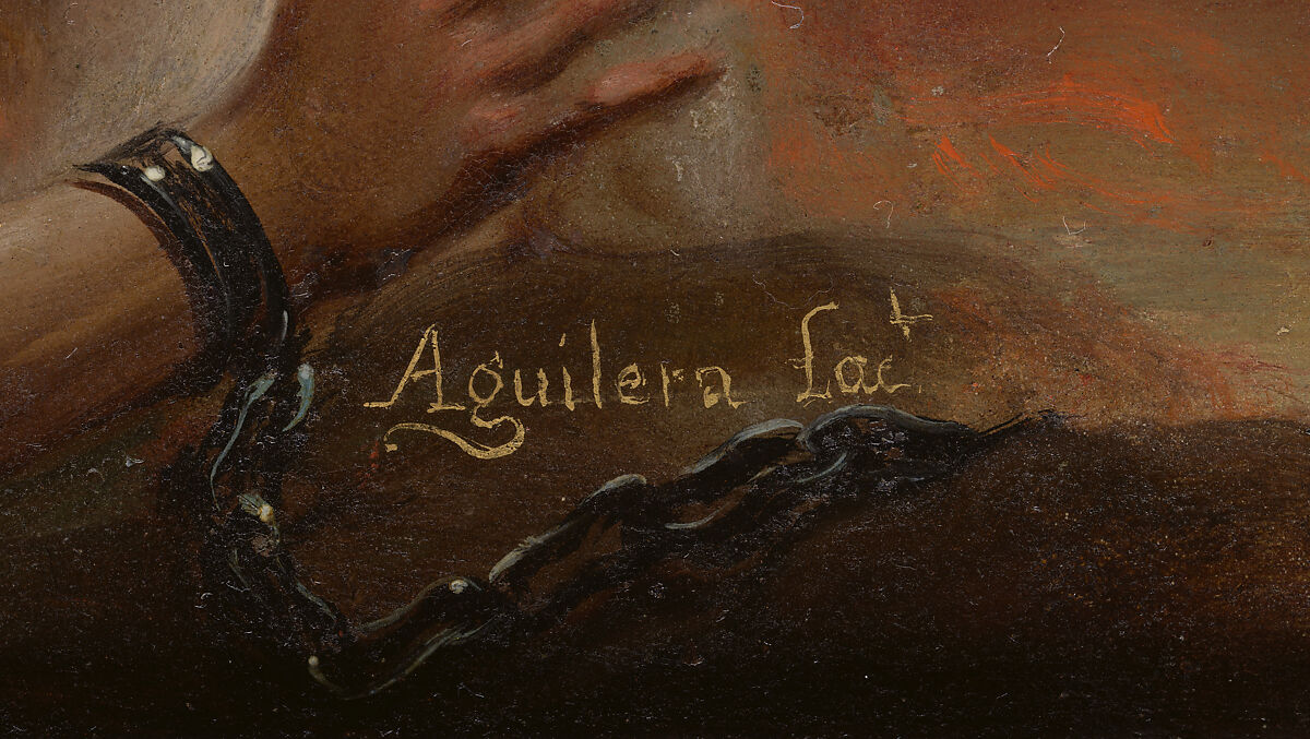 The Virgin of Carmen and the Souls of Purgatory with St. Joseph and the Prophet Elijah, Juan Francisco de Aguilera (active Mexico, first third 18th century), Oil and gold on copper; Frame: ebony, tortoise shell, and silver, Mexican