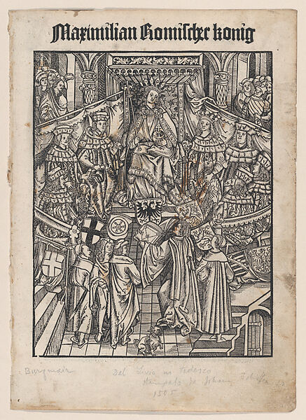 The Emperor Maximilian Receiving Livy's Roman History from the Translators, Anonymous, German, Woodcut 