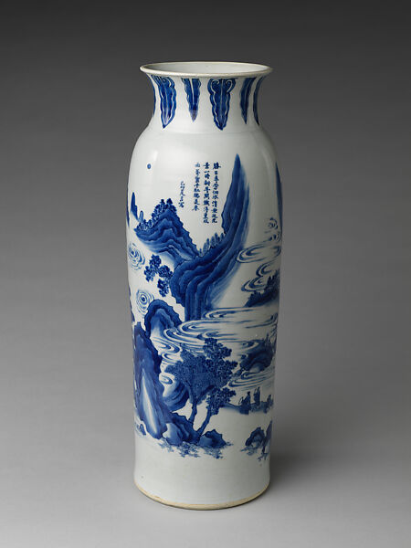 Vase with landscape and poem by Zhu Xi - China - Ming dynasty (1368–1644)