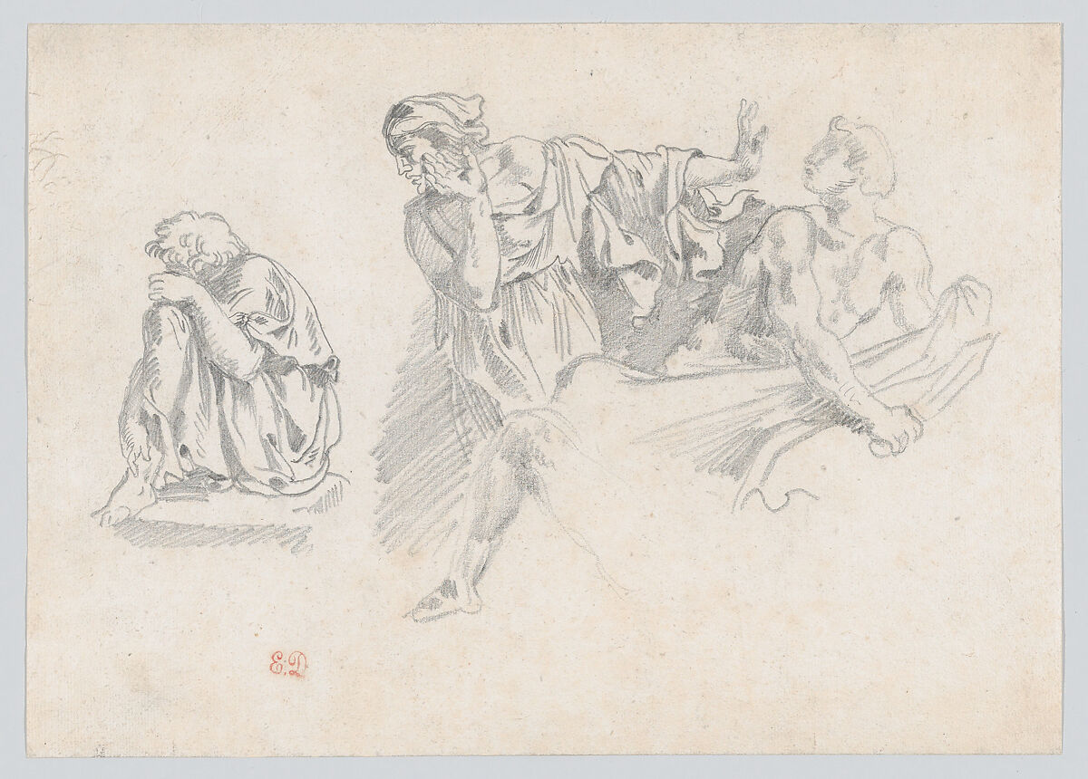 Figures from an Antique Frieze, after Bartoli, Eugène Delacroix (French, Charenton-Saint-Maurice 1798–1863 Paris), Graphite 