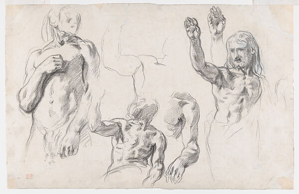 Study for "Dante and the Spirits of Great Men", Eugène Delacroix (French, Charenton-Saint-Maurice 1798–1863 Paris), Fabricated black crayon 